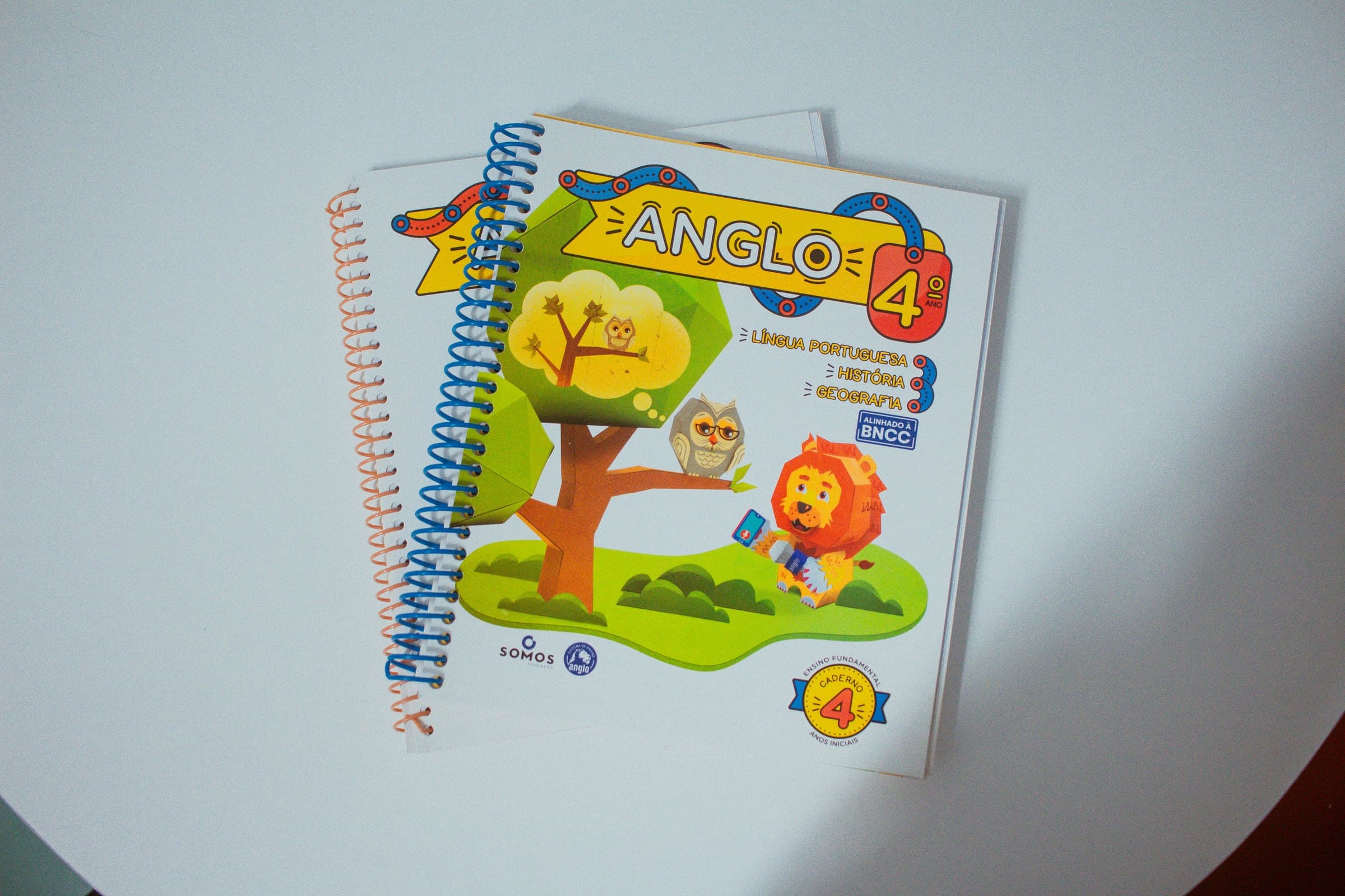 Apostila do Sistema de Ensino Anglo, 4º ano, sobre a mesa